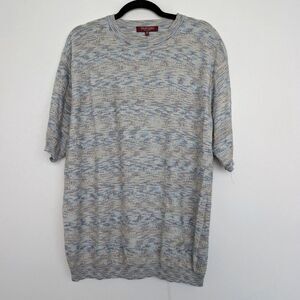 Vintage Murano 3D Knit Mountain Line Pattern Short Sleeve Knit Top Sz XL